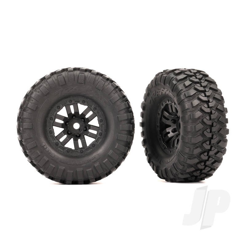 Traxxas Tyres &amp; Wheels, Assembled (Black 1.0In Wheels, Canyon Trail 2.2X1.0In Tyres) (2) (TRX9773)