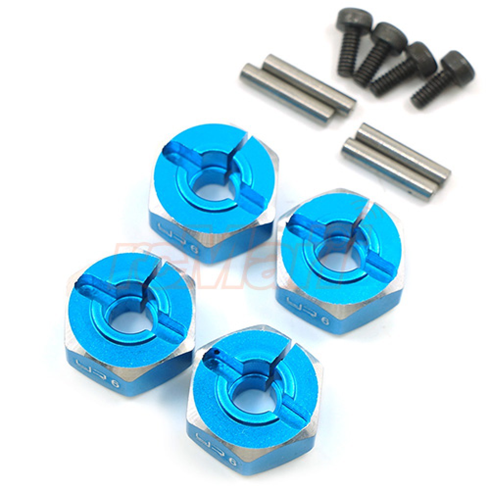 Yeah Racing Aluminium 6mm Wheel Adapter Set 12mm Hex Blue (WA-033BU)