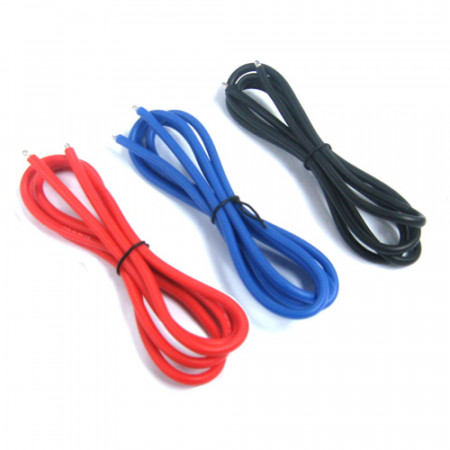 Yeah Racing 14AWG Silver Silicone Wire Set (BK/BU/RD) + Heat Shrink.