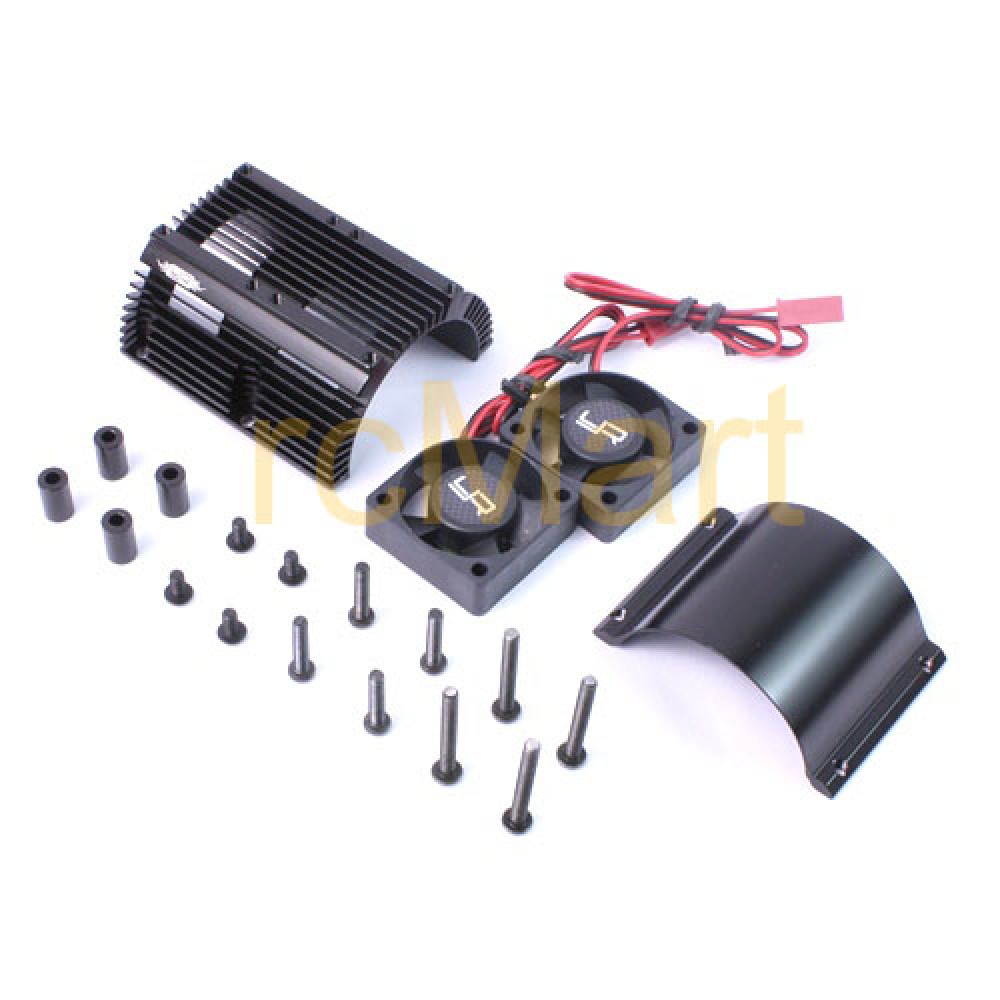 Yeah racing Heat Sink with Twin Tornado High Speed Fans 1:8 - 40.8mm Motors (YA-0261BK)