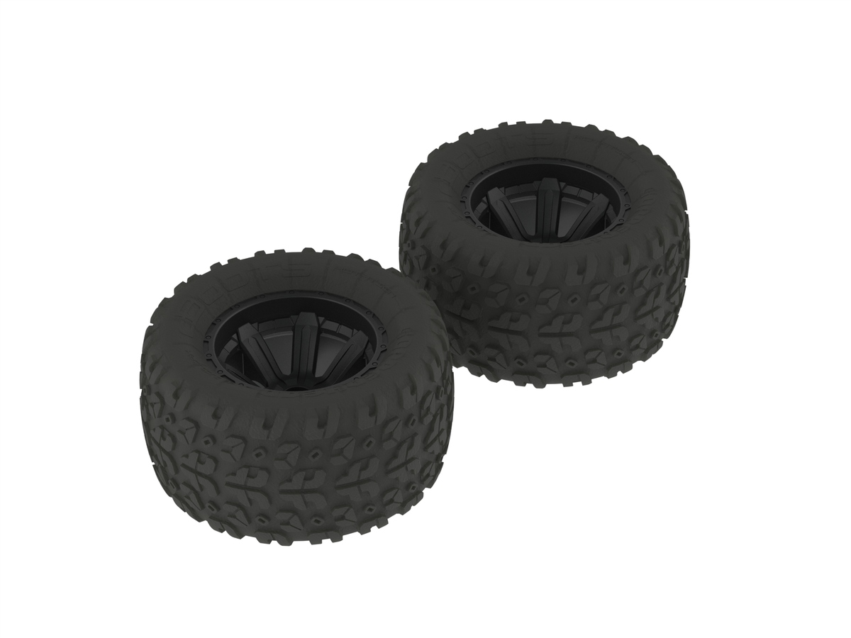 Arrma Copperhead MT Tire/Wheel Glued Black (2) (Z-AR550014)