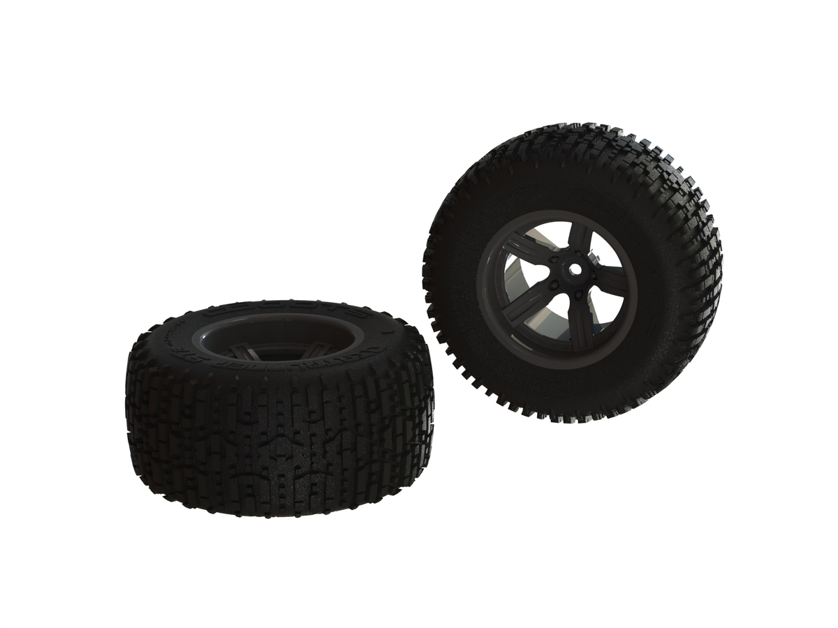 Arrma Dirtrunner ST Rear Tire Set Glued Black (2) (Z-AR550041)