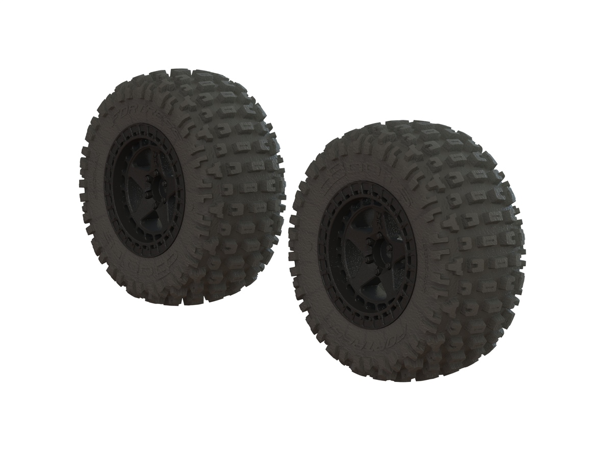 Arrma Fortress SC Tire Set Glued Black (2) (Z-AR550042)