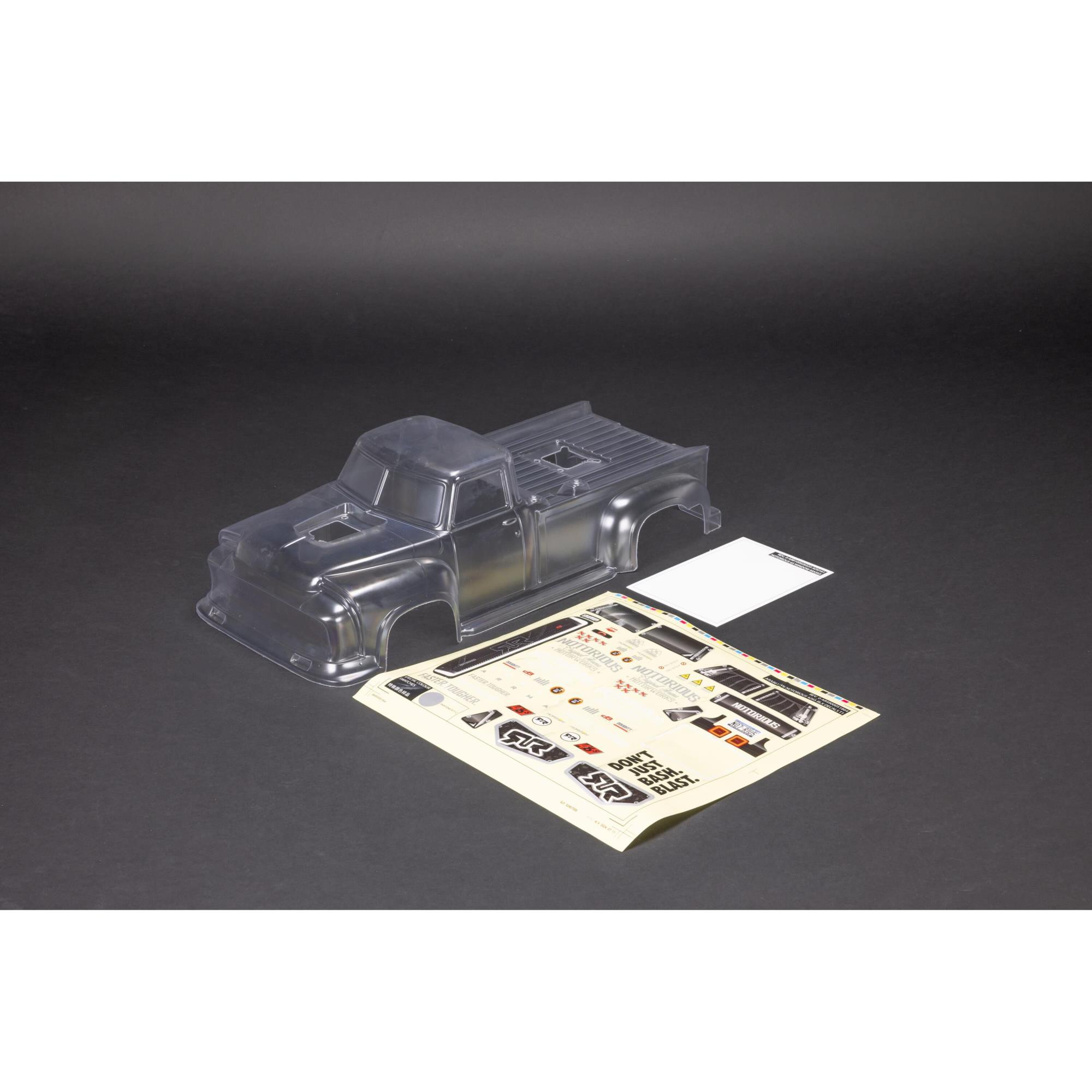 Arrma 1/8 Clear Body with Decals and Window Mask: NOTORIOUS 6S BLX (Z-ARA-1540)