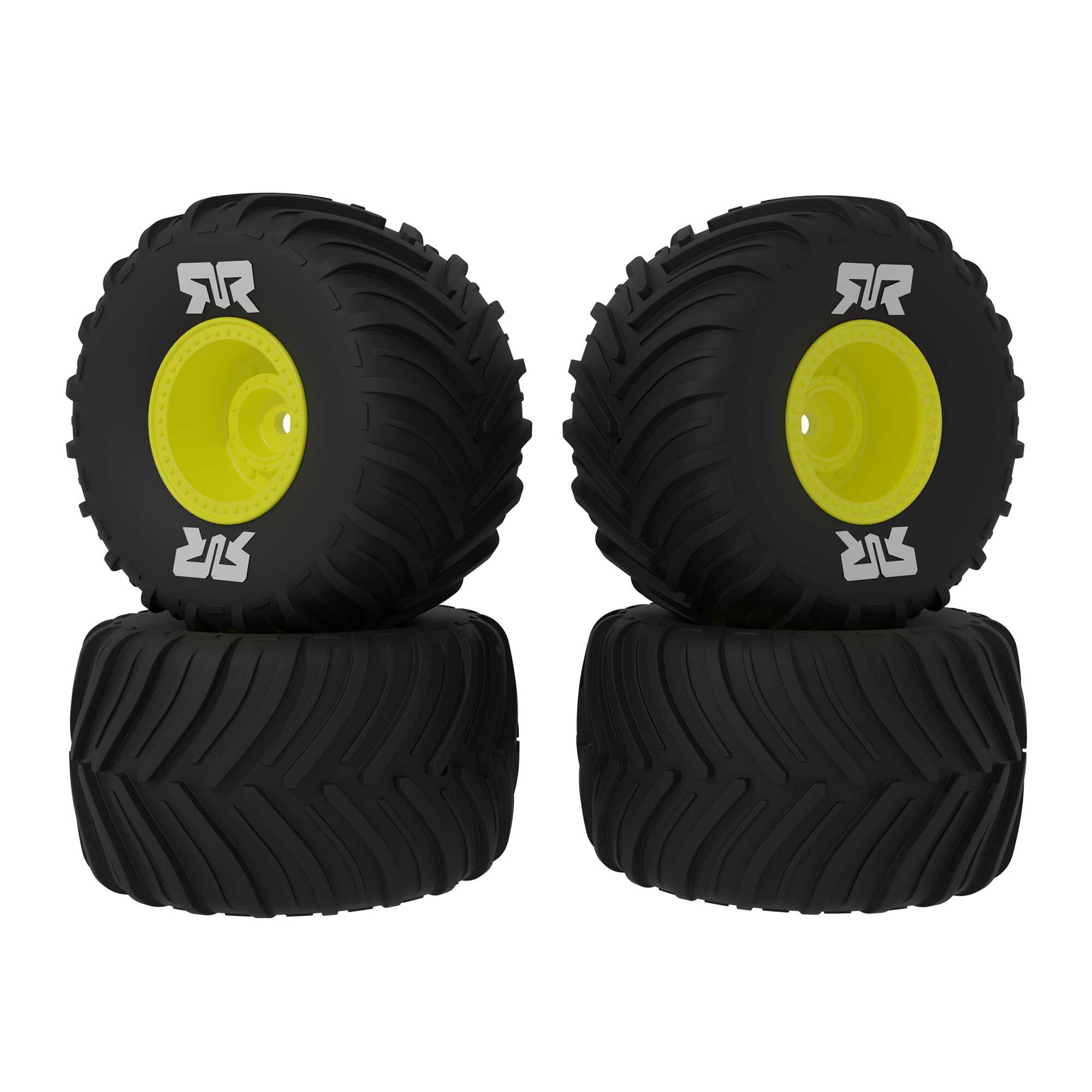 Arrma dBoots Chevron MT Tire Set Glued, Yellow (2 Pairs): GROM (Z-ARA-2584)