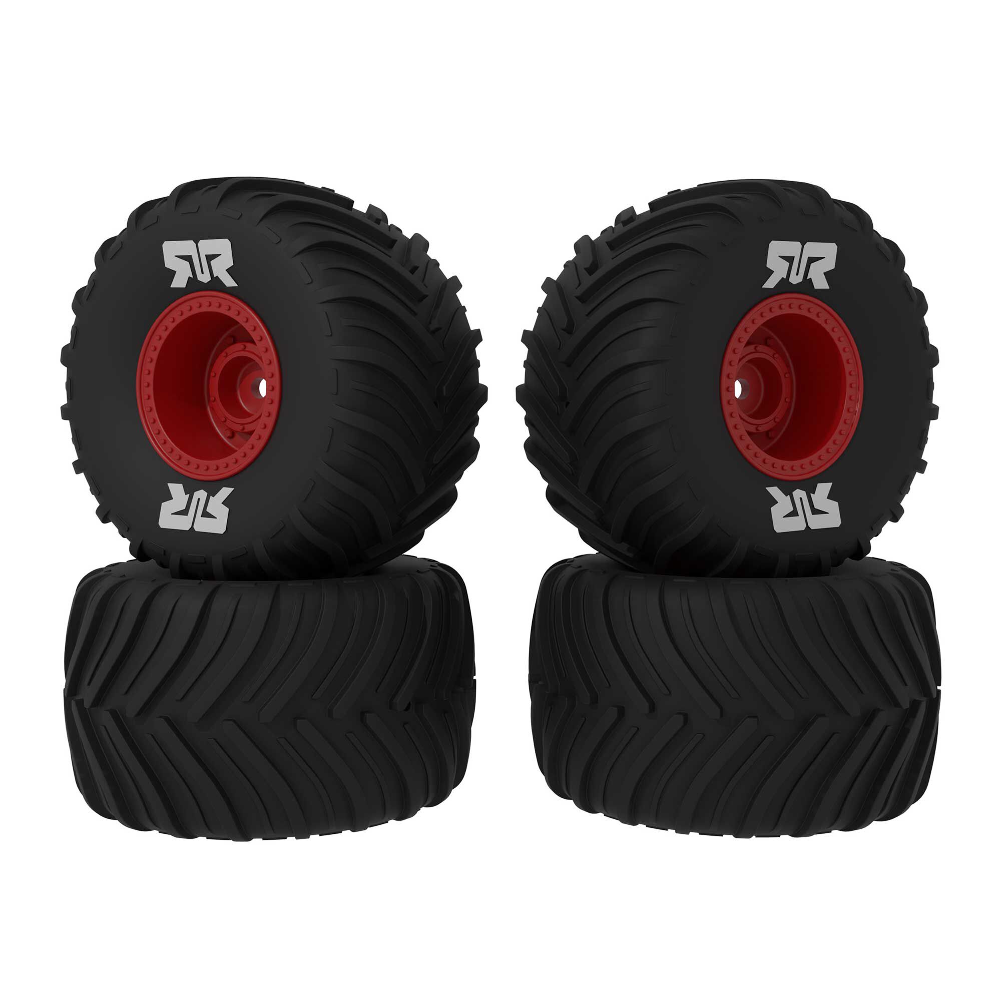Arrma dBoots Chevron MT Tire Set Glued, Red (2 Pairs): GROM (Z-ARA-2585)