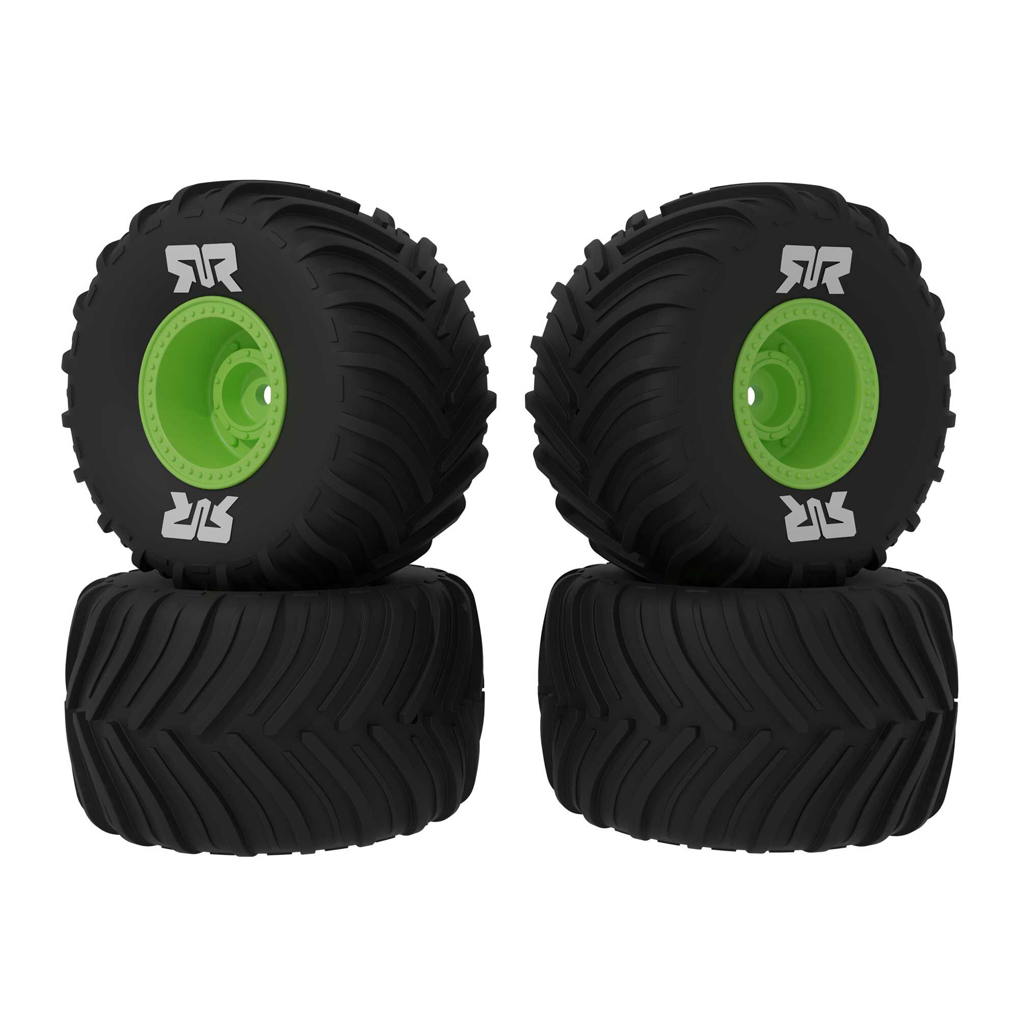 Arrma dBoots Chevron MT Tire Set Glued, Green (2 Pairs): GROM (Z-ARA-2610)