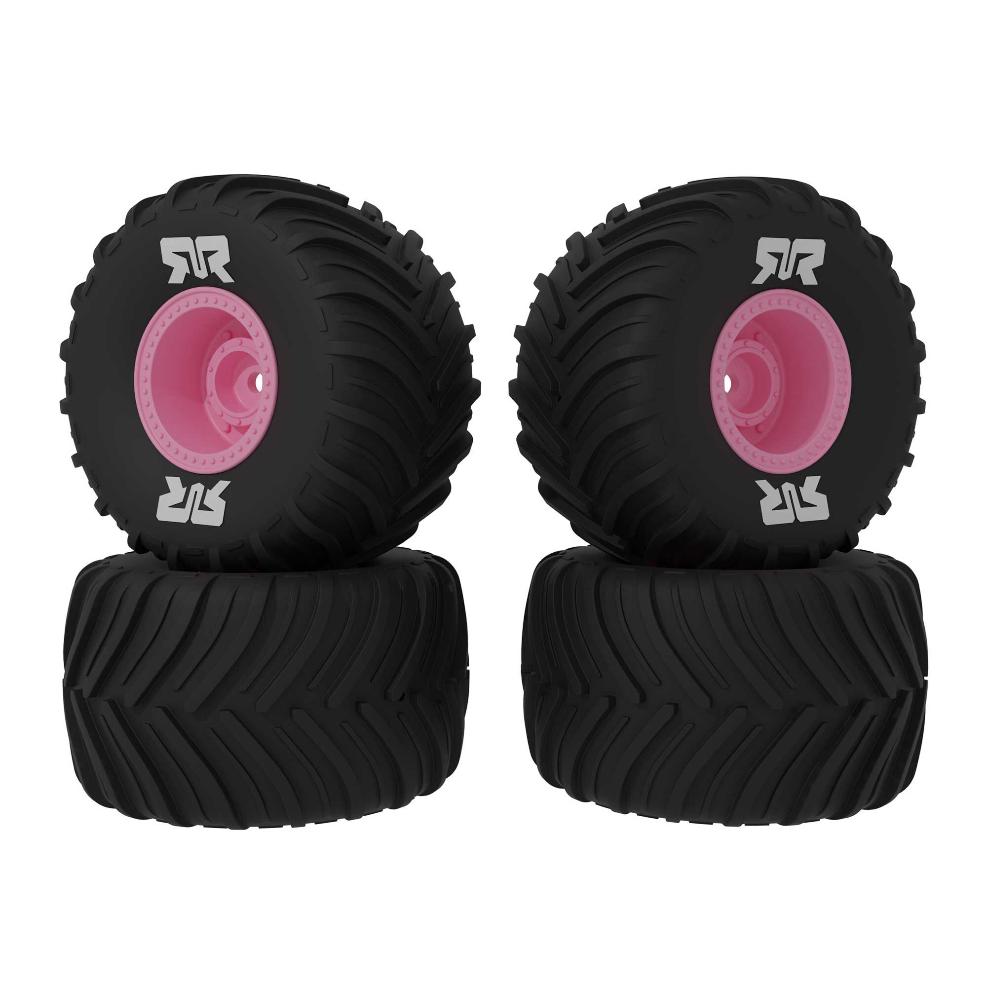Arrma dBoots Chevron MT Tire Set Glued, Pink (2): GROM (Z-ARA-3126)