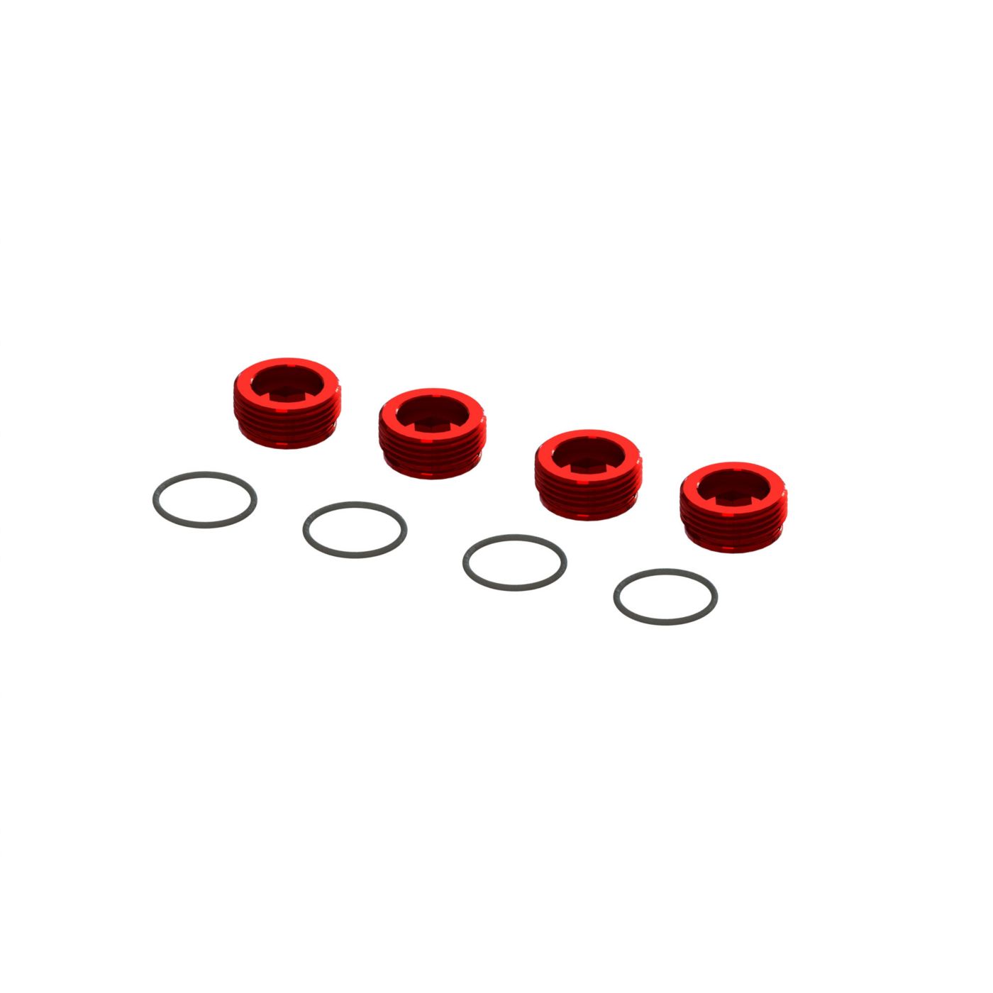 Arrma Aluminum Front Hub Nut Red (4) inc O-Rings (Z-ARA320467)