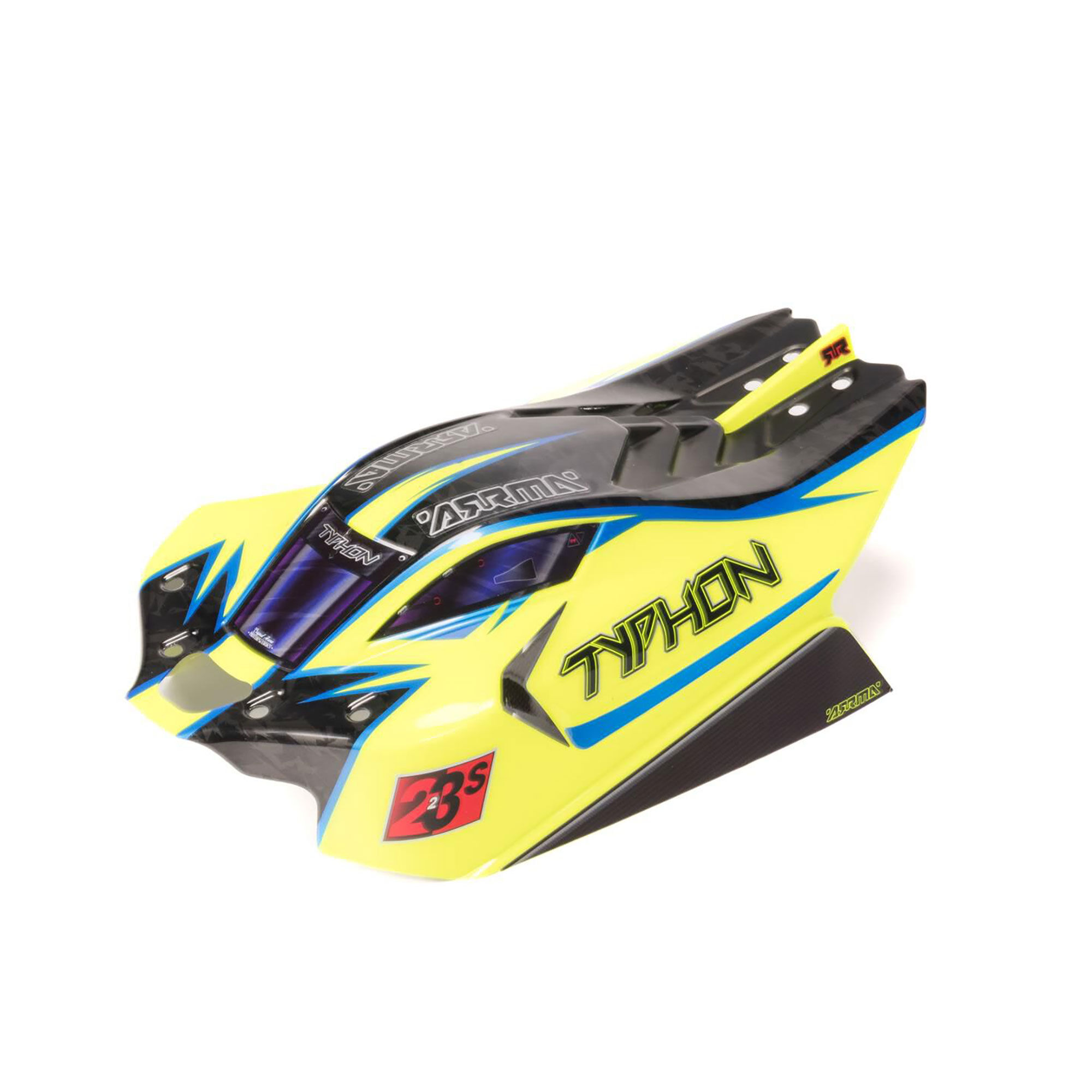 Arrma 1/8 Clipless Painted Decaled Body, Yellow/Blue: TYPHON 4X4 (Z-ARA406172)