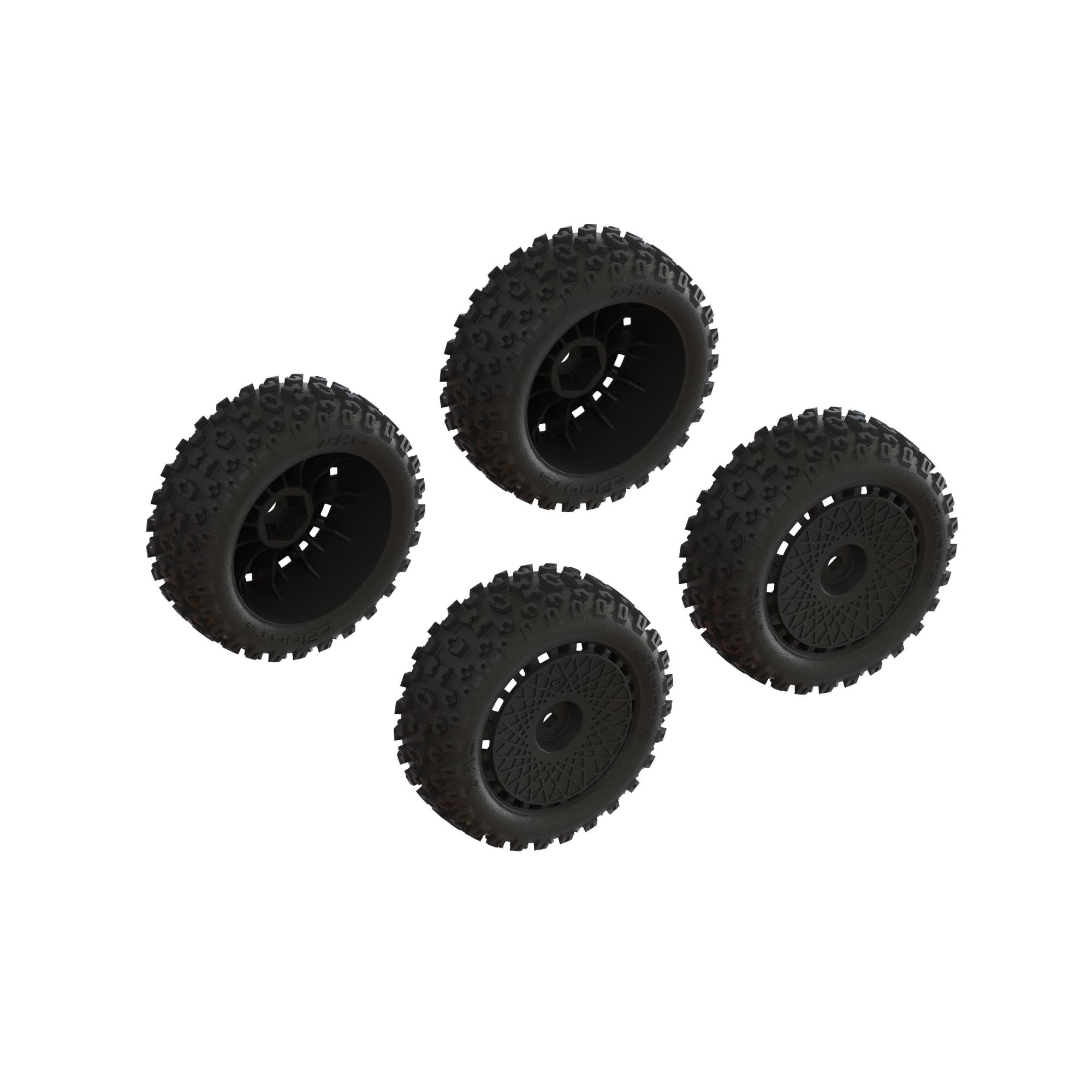 Arrma dBoots &#039;2-HO&#039; Tire Set Glued (Black) (2 Pairs) (Z-ARA550114)