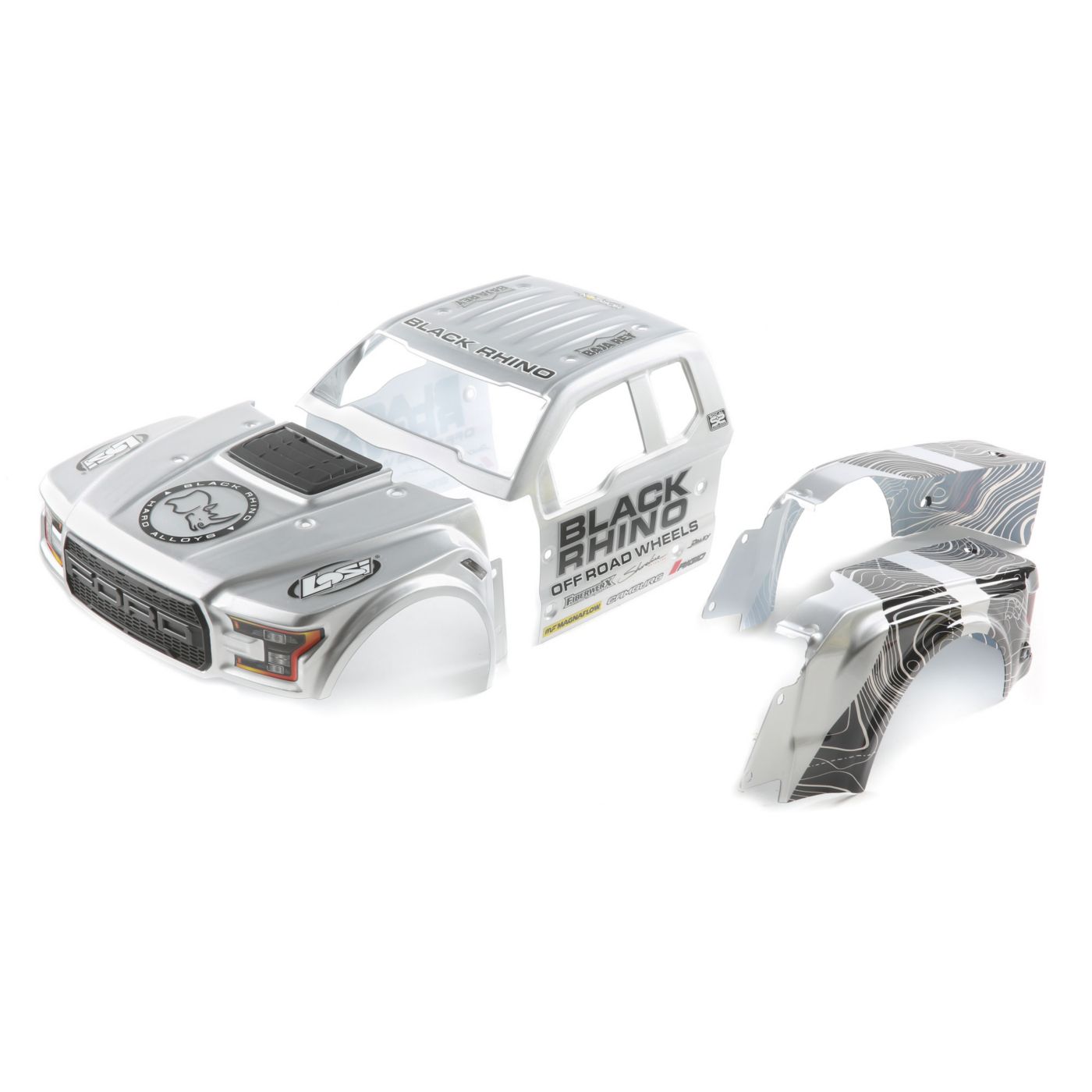 Losi Black Rhino Wheels Ford Raptor Body Set: Baja Rey (Z-LOS230067)
