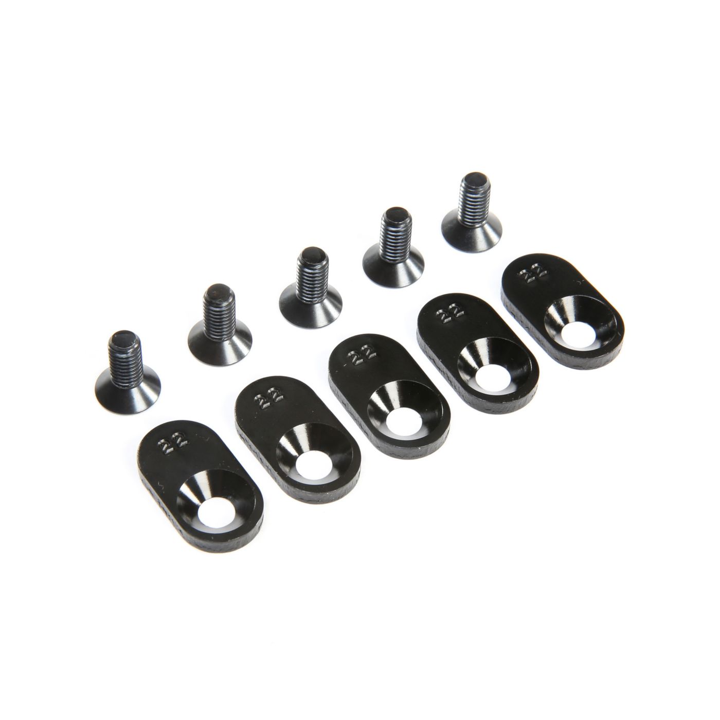 Losi EngineMntInsert&amp;Screws, BLK, 22T(5): 5ive-T 2.0 (Z-LOS252107)