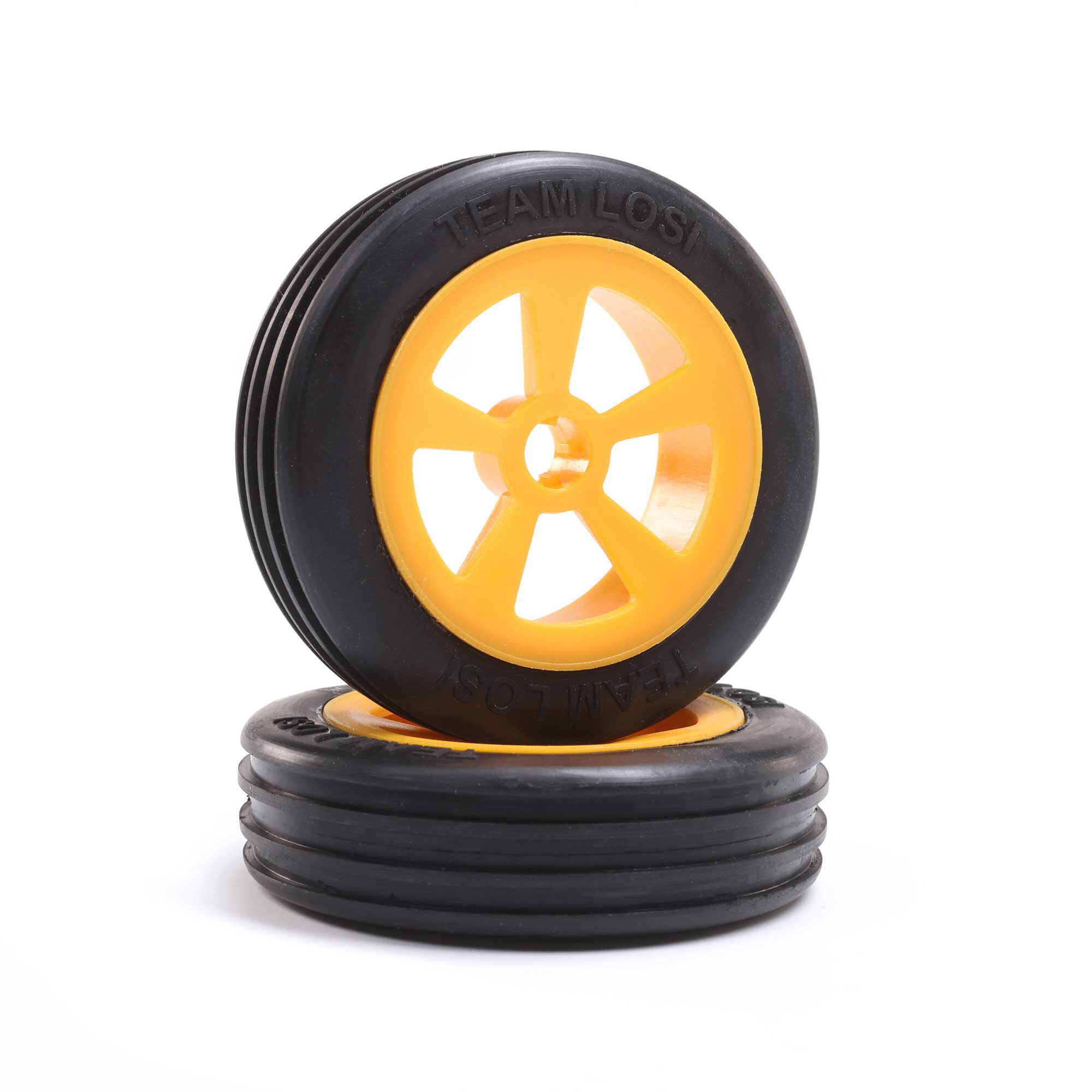 Losi Rib Front Tires, Mounted, Orange (2): Mini JRX2 (Z-LOS41019)