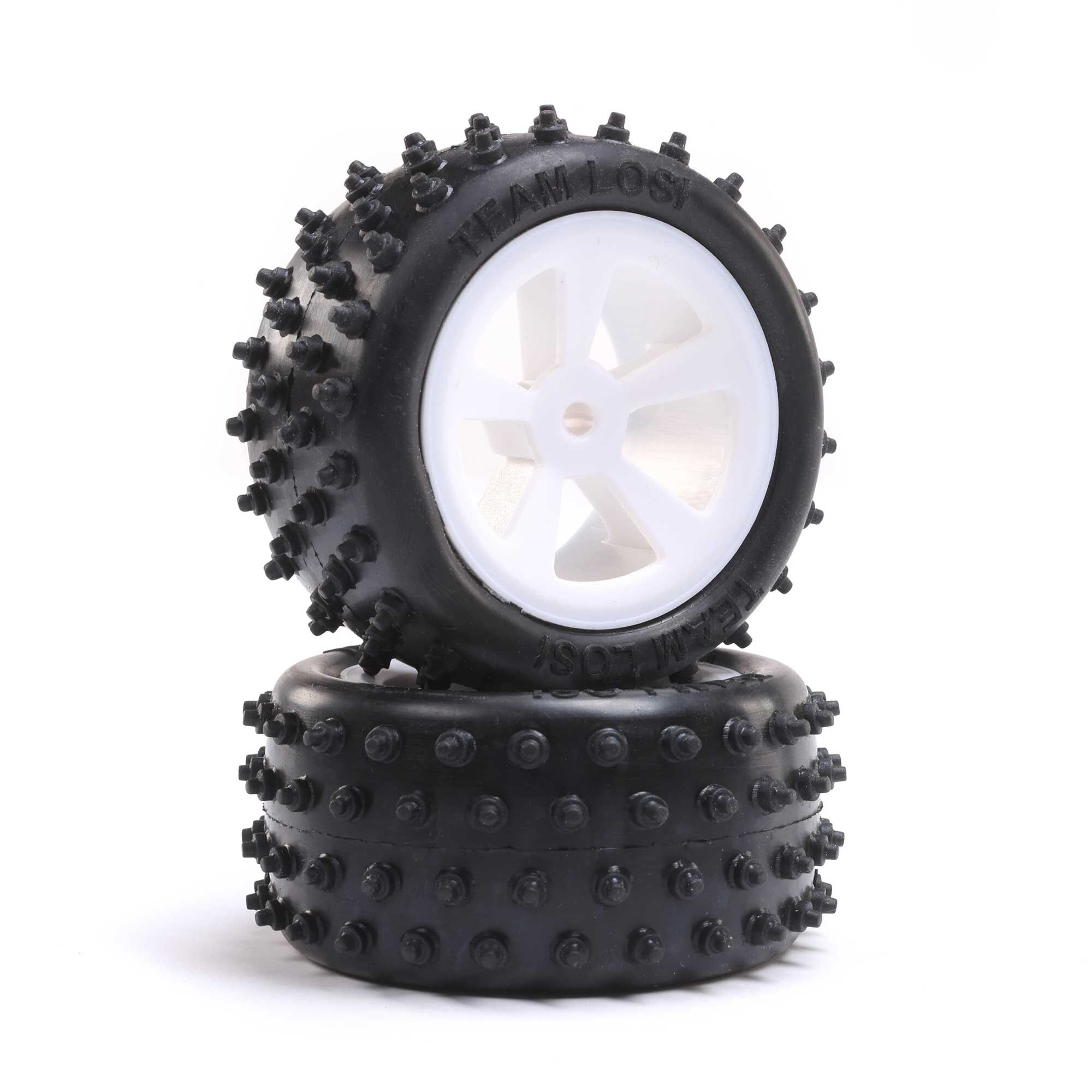 Losi 4 Row Rear Tires, Mounted, White (2): Mini JRX2 (Z-LOS41024)
