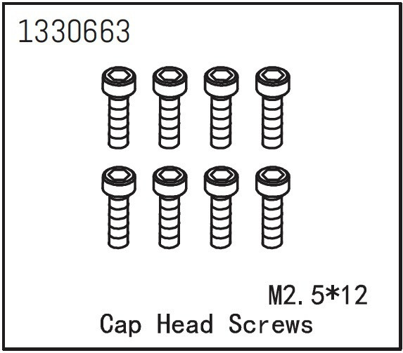 Absima Cap Head Screws M2.5*12 (8) ( AB 1330663)