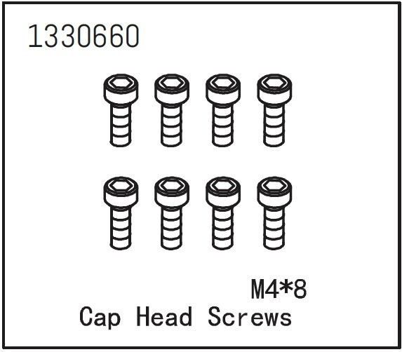 Absima Cap Head Screws M4*8 (8) ( AB 1330660)