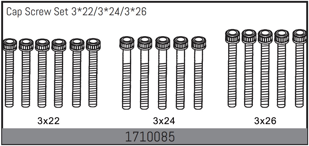 Absima Cap Screw Set 3*22/3*24/3*26 ( AB 1710085)