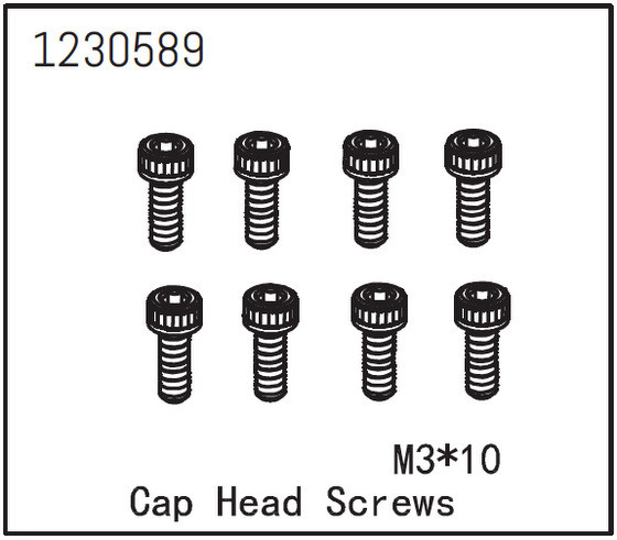 Absima Cap Head Screw M3*10 (8) ( AB 1230589)