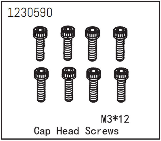 Absima Cap Head Screw M3*12 (8) ( AB 1230590)