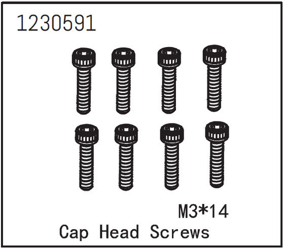 Absima Cap Head Screw M3*14 (8) ( AB 1230591)