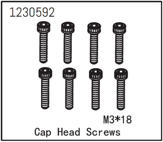 Absima Cap Head Screw M3*18 (8) ( AB 1230592)