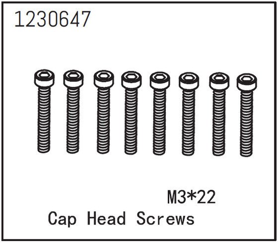 Absima Cap Head Screws M3*22 (8) ( AB 1230647)