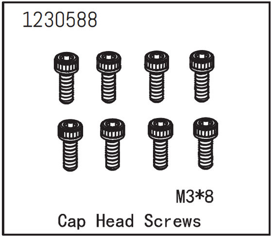 Absima Cap Head Screw M3*8 (8) ( AB 1230588)
