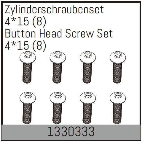 Absima Button Head Screw Set 4*15 (8) ( AB 1330333)