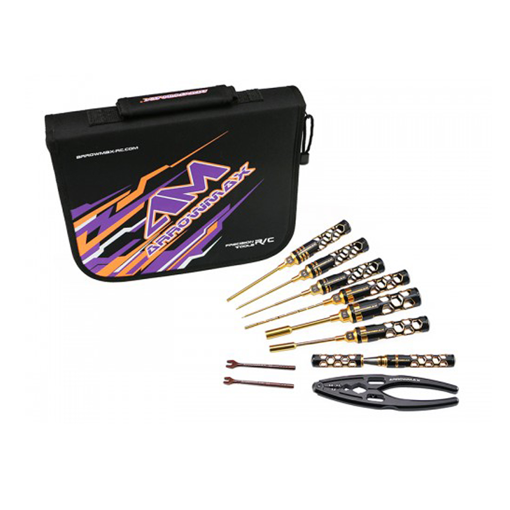 Arrowmax AM Toolset-1/10 Elect Trg Cars-Tool Bag Blk/Golden (AM199444)