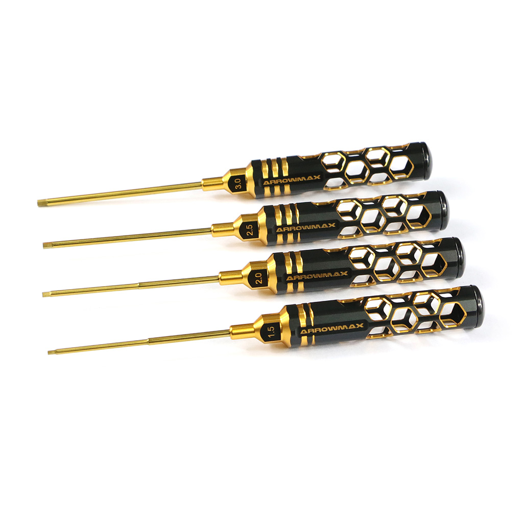 Arrowmax Allen Wrench Set 1.5,2.0,2.5,3.0x100mm Blk Golden (AM410993BG)