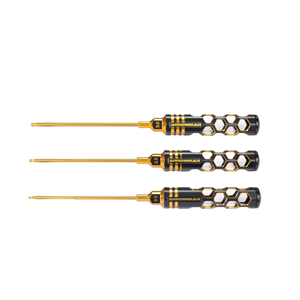 Arrowmax Ball Driver Hex Wrench Set 2,2.5,3.0x120mmBlk Gold (AM420991BG)