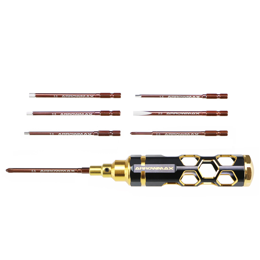 Arrowmax Combo Quick Drive Tip Caddy 7pcs Blk Golden (AM460002BG)