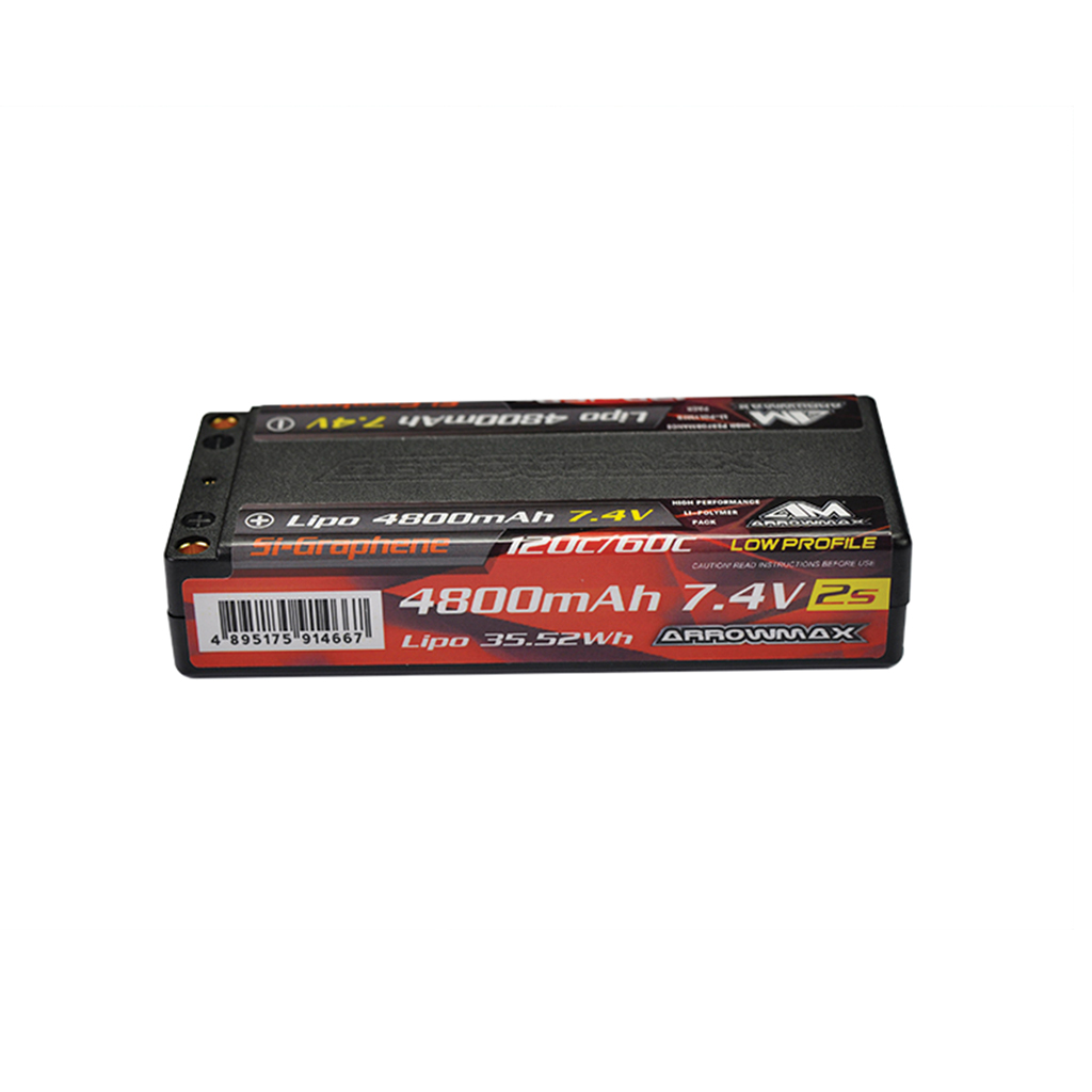 Arrowmax Lipo 4800mAh LCG Mid-Shorty-7.4V 120C Si-Graphene (AM700720)