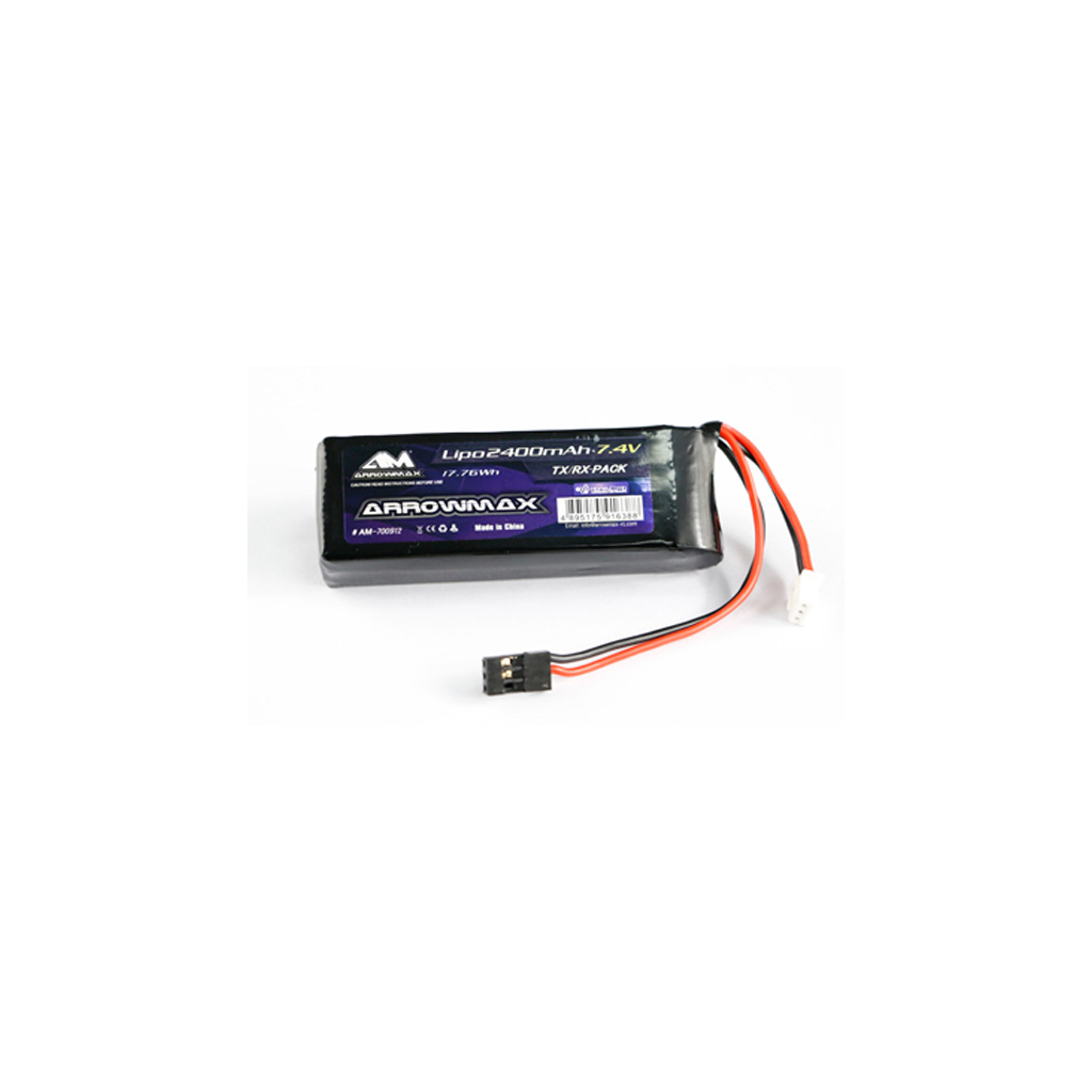 Arrowmax AM Lipo 2400mAh 2S TX/RX 7.4V Flat pk (AM700912)