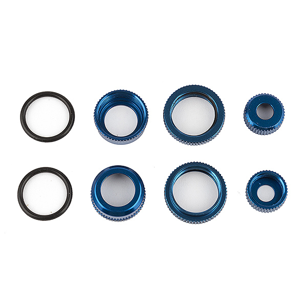 Team Associated Reflex 14B/14T FT Shock Caps/Collars Bl. Alum (AS21556)