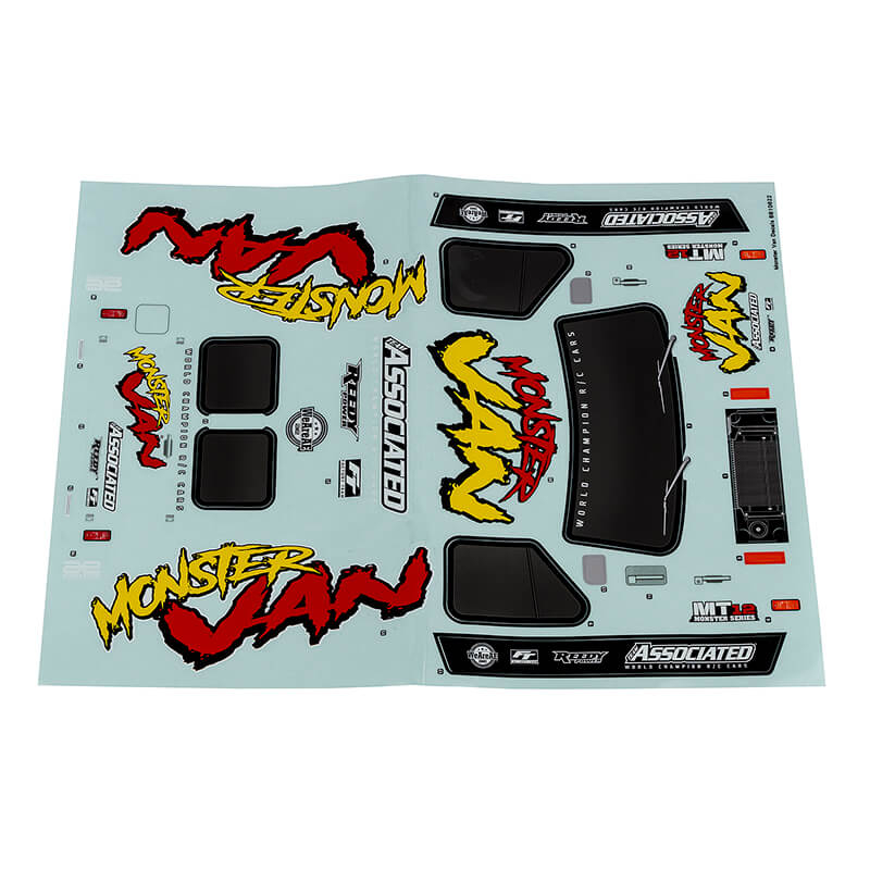 Team Associated MT12 Monster Van Decal Sheet (AS41118)