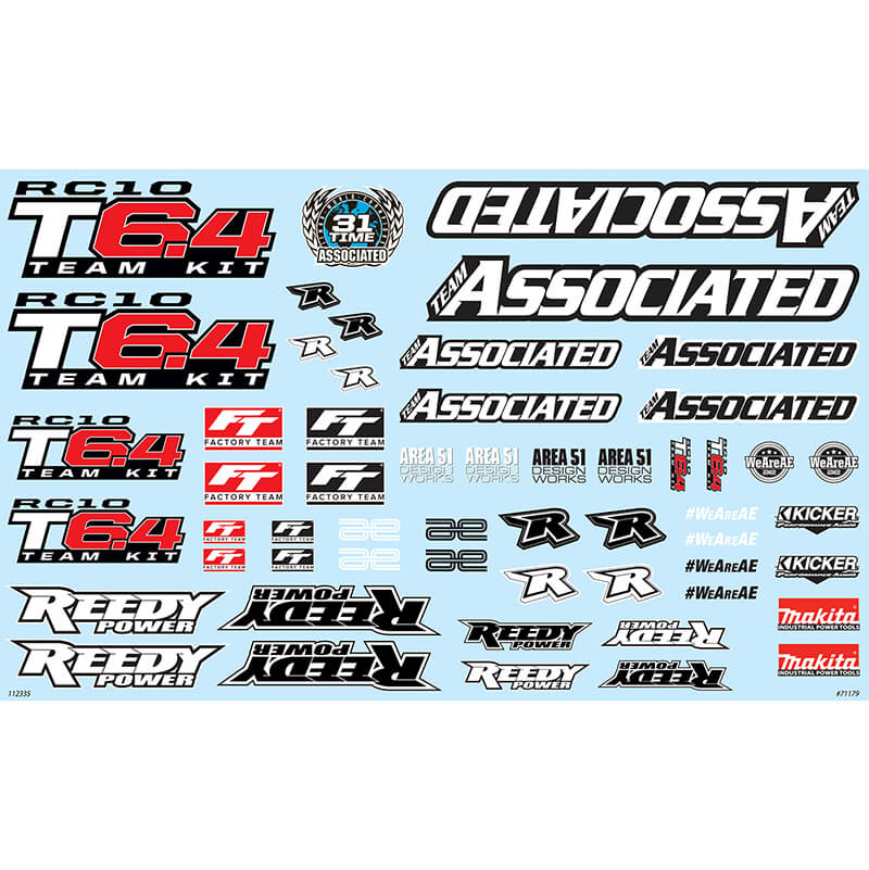 Team Associated RC10T6.4 Decal Sheet (AS71179)