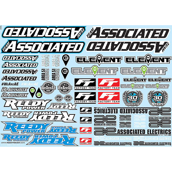 Team Associated &#039;Ae&#039; Branding Decal Sheet (AS91913)
