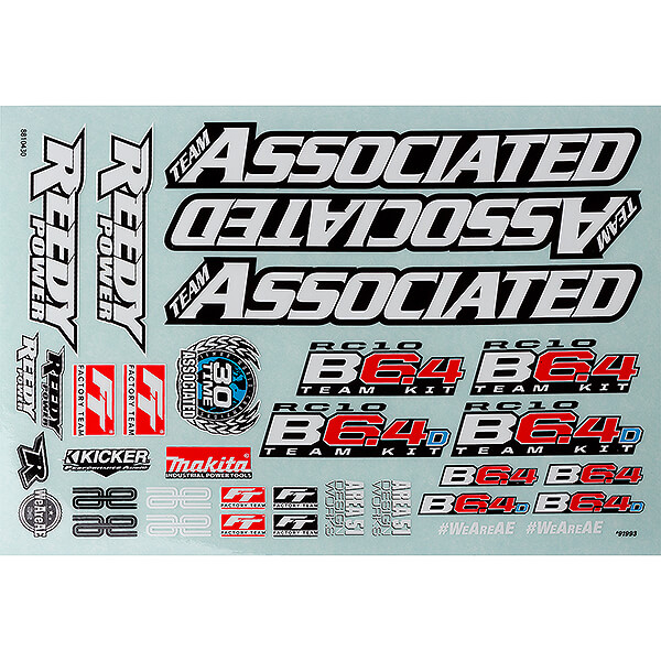 Team Associated RC10B6.4 Decal Sheet (AS91993)