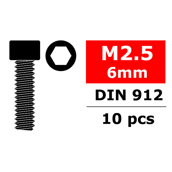 Corally Steel Screws M2. 5 X 6mm Hex Socket Head 10 P (C-3001-25-06)