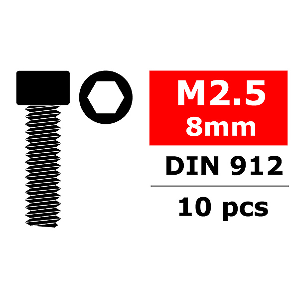 Corally Steel Screws M2. 5 X 8mm Hex Socket Head 10 P (C-3001-25-08)