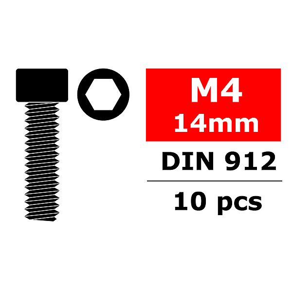 Corally Steel Screws M4 X 14mm Hex Socket Head 10 Pc (C-3001-40-14)