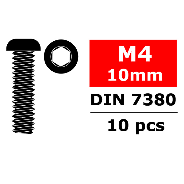 Corally Steel Screws M4 X 10mm Hex Button Head 10 Pcs (C-3003-40-10)