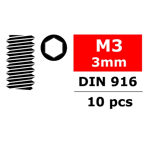 Corally Steel Set Screws M3 X 3mm Hex 10 Pcs (C-3004-30-03)