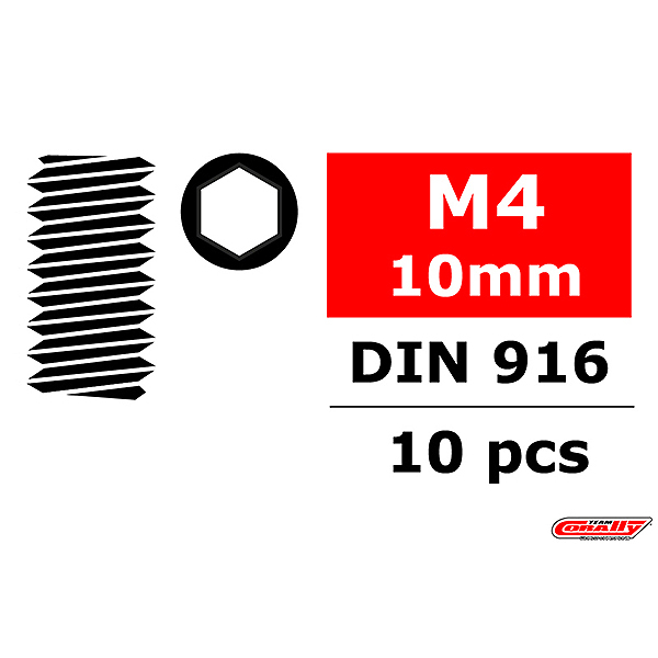 Corally Steel Set Screws M4 X 10mm Hex 10 Pcs (C-3004-40-10)