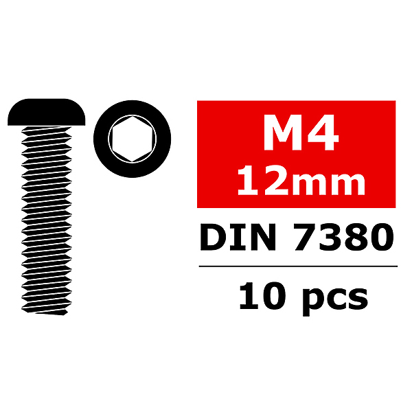 Corally Steel Screws M4 X 12mm Hex Button Head 10 Pcs (C-30113)