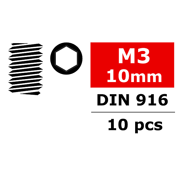 Corally Steel Set Screws M3 X 10mm Hex 10 Pcs (C-30153)