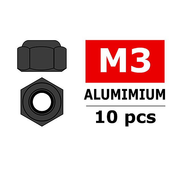 Corally Aluminium Nylstop Nut M3 Gun Metal 10 Pcs (C-31023)