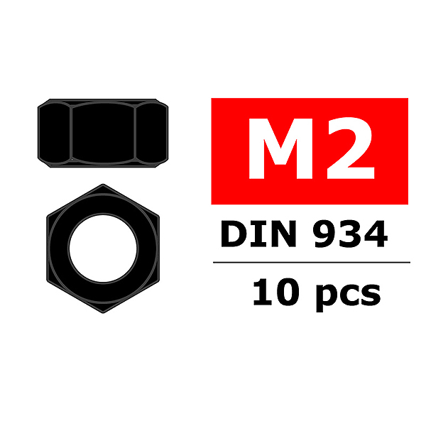Corally Steel Nut M2 Black Coated 10 Pcs (C-3103-20-6)